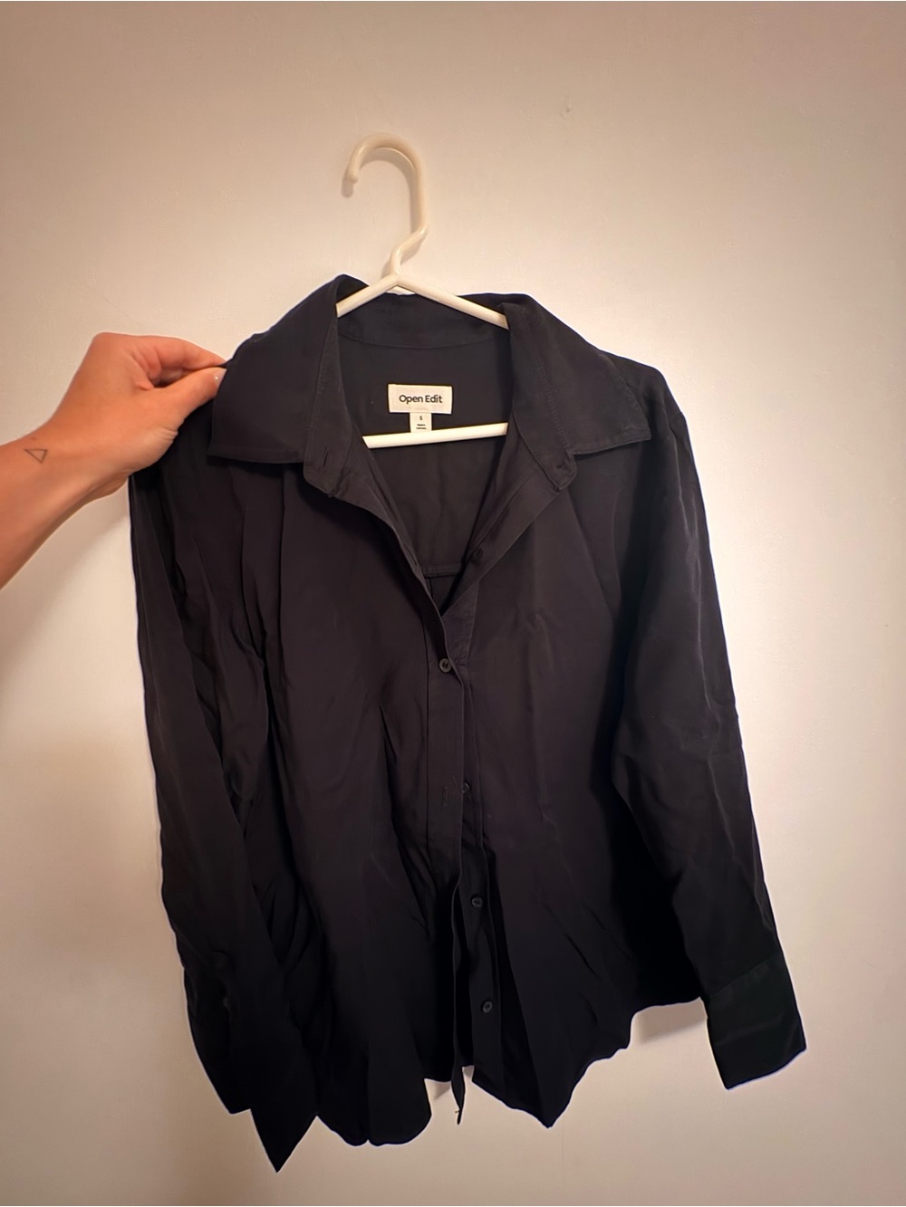 Open Edit Women's Black Button-Down Shirt